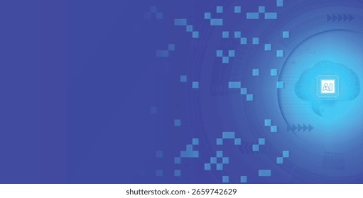 Artificial Intelligence AI Technology Futuristic Background with Digital Brain illustration