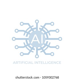 Artificial intelligence, AI technology vector icon