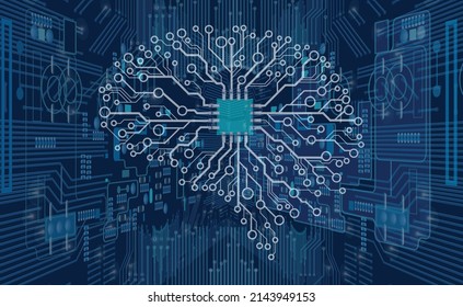 Artificial intelligence AI. Technology for working with an intelligent brain