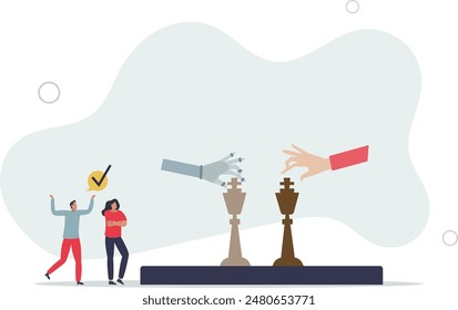 Artificial intelligence or AI usage for intellect games.flat illustration.