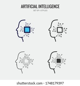 artificial intelligence AI vector icon technology