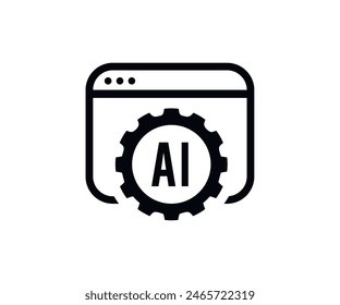 Artificial intelligence AI website icon. Process which consists of computer, dialog system, artificial intelligence vector design and illustration. 