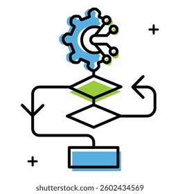 Artificial Intelligence and Algorithm Process Vector Icon Design