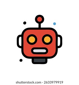 Artificial intelligence animates a red cartoon robot perfect for tech presentations, educational materials, and promotional designs.