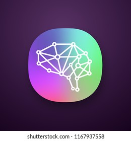 Artificial intelligence app icon. UI/UX user interface. Neural network. Digital brain. Neurotechnology. Web or mobile application. Vector isolated illustration