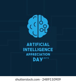 Artificial Intelligence Appreciation Day. Brain icon. July 16. Eps 10.
