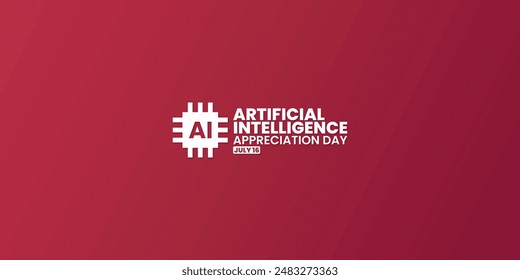 Artificial Intelligence Wertungstag, 16. Juli, geeignet für Social Media Post, Kartengruß, Banner, Vorlage Design, Druck, geeignet für Veranstaltung, Website, Vektorgrafik, mit Prozessordarstellung.