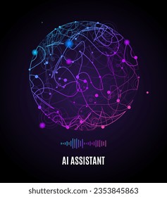 Artificial Intelligence Assistant Voice Concept Future Technology. Vector illustration of Ai Assistance with Speech Sound Wave