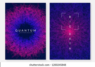 Artificial intelligence background. Technology for big data, visualization, deep learning and quantum computing. Design template for information concept. Digital artificial intelligence backdrop.