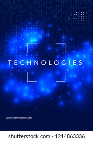 Artificial intelligence background. Technology for big data, visualization, deep learning and quantum computing. Design template for interface concept. Cyber artificial intelligence backdrop.