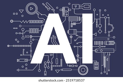 Artificial intelligence banner. Artificial intelligence chip processor. Artificial intelligence concept.