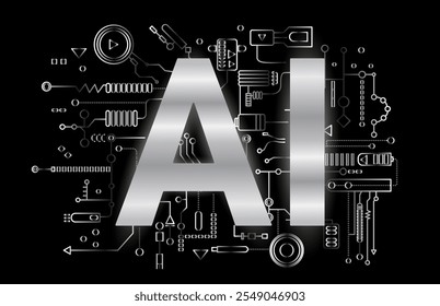 Bannière d'intelligence artificielle. Processeur de puce d'intelligence artificielle. Concept d'intelligence artificielle IA et apprentissage automatique, ingénierie de l'IA. Arrière-plan technologie IA.