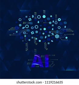Artificial Intelligence banner with decoration. AI concept. Vector illustration.