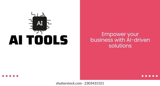 Artificial Intelligence Banner on White and Red Background. Stylish AI Banner with Black and White Text and Icon