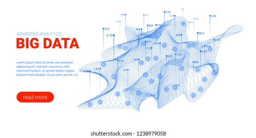 Artificial Intelligence, Big Data Analysis Visualization. Landing Page Template with Quantum Cryptography Concept. Business Presentation of Artificial Intelligence. Blockchain Virtual Visualization.