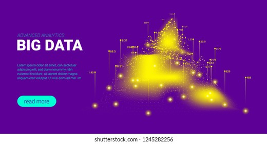 Artificial Intelligence, Big Data Analysis Visualization. Landing Page Template with Quantum Cryptography Concept. Business Presentation of Artificial Intelligence. Blockchain Virtual Visualization.