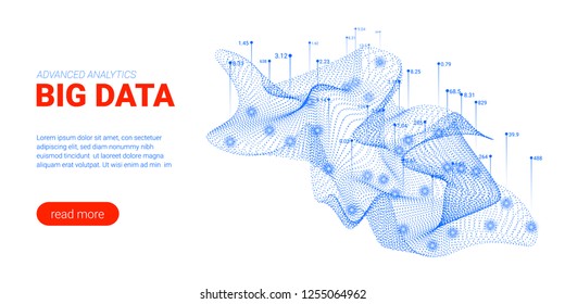 Artificial Intelligence, Big Data Analysis Visualization. Landing Page Template with Quantum Cryptography Concept. Business Presentation of Artificial Intelligence. Blockchain Virtual Visualization.