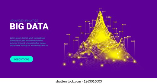 Artificial Intelligence, Big Data Analysis Visualization. Landing Page Template with Quantum Cryptography Concept. Business Presentation of Artificial Intelligence. Blockchain Virtual Visualization.