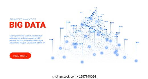 Artificial Intelligence, Big Data Analysis Visualization. Landing Page Template with Quantum Cryptography Concept. Business Presentation of Artificial Intelligence. Blockchain Virtual Visualization.