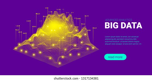 Artificial Intelligence, Big Data Analysis Visualization. Landing Page Template with Quantum Cryptography Concept. Business Presentation of Artificial Intelligence. Blockchain Virtual Visualization.