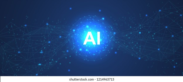 Artificial intelligence. Big data learning. Abstract global technology. Futuristic virtual technology concept background. Vector illustration.