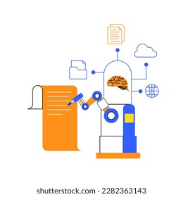 artificial intelligence big data server thinking for auto writing summary technology automation duo tone illustration