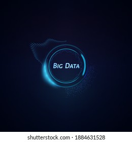 Artificial intelligence, big data web banner. Data visualization. Glowing neon rays
