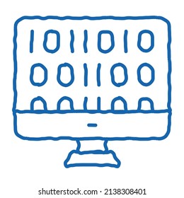 Artificial Intelligence Binary Code sketch icon vector. Hand drawn blue doodle line art isolated symbol illustration