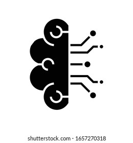 Artificial intelligence black icon, concept illustration, vector flat symbol, glyph sign.