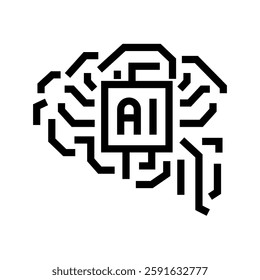 Artificial intelligence black line icon