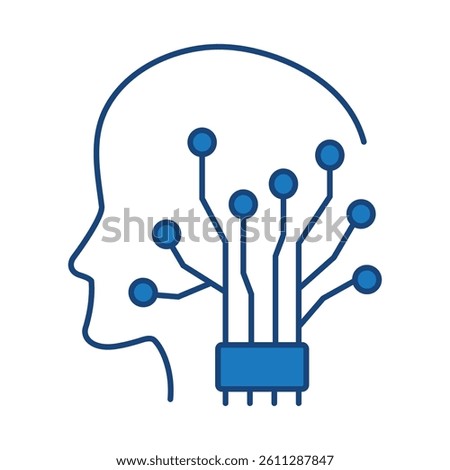 Artificial Intelligence Blue Line Icons. AI, Brain, Robot, Bot, Technology, Mind, AI Agent, Intelligent Icons Editable Stroke Vector Illustration