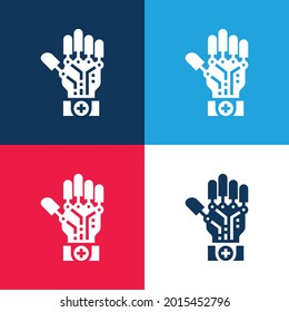 Artificial Intelligence blue and red four color minimal icon set