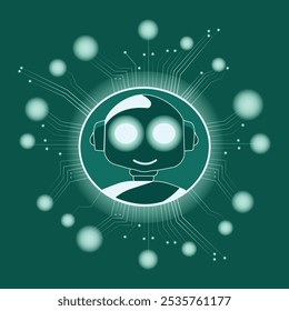 avatar de bot de inteligência artificial com neon luzes vetor