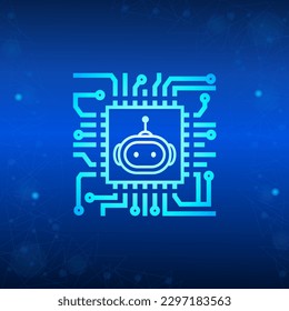 Artificial intelligence bot. bot hologram chip, evolution of ai ,advances in AI technology.