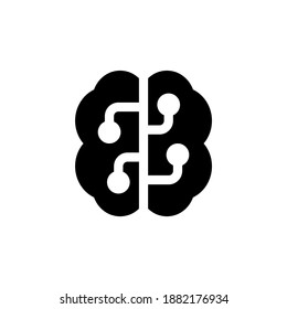 Artificial Intelligence Brain Algorithm Tech Glyph Icon, Logo, and illustration Vector