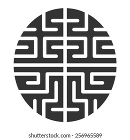 Artificial intelligence brain chip or machine learning flat vector icon for apps and websites