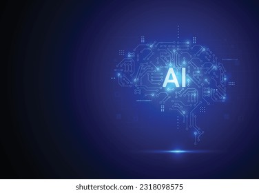 Artificial intelligence brain chipset on circuit board in futuristic concept technology artwork for web, banner, card, cover. Vector illustration