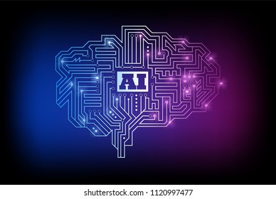 An Artificial Intelligence brain with circuit board