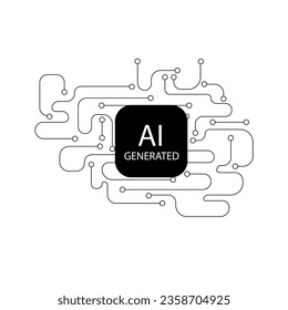 Artificial Intelligence Brain circuit board tech concept dot line elements icon