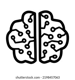 artificial intelligence brain circuit lineart vector illustration icon design with doodle hand drawn style