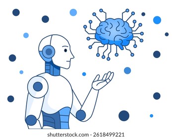 Inteligência Artificial Cérebro com Linhas de Circuito - AI Tecnologia Conceito Vetor