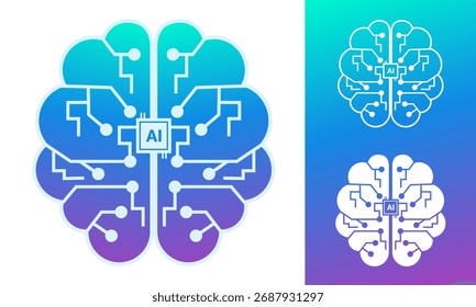Artificial intelligence brain with circuit pattern symbolizing smart computing and innovation, perfect for technology, digital, and education concept projects.