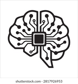 Artificial intelligence brain circuit technology graphic with computer