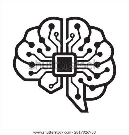 Artificial intelligence brain circuit technology graphic with computer
