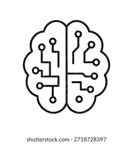 Artificial intelligence brain circuitry, AI brain circuit line drawing
