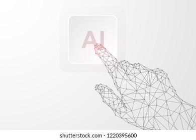 Artificial intelligence brain computer interface with connecting lines and dots.  Neurotechnologies and Ai technology concept background.