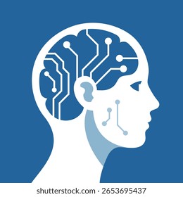 Inteligência artificial conceito cérebro estilo plano