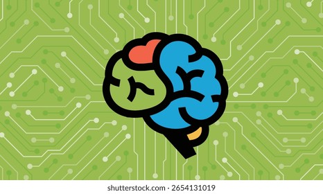 Artificial intelligence brain concept flat style