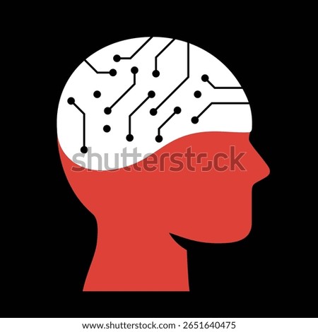 Artificial intelligence brain concept flat style