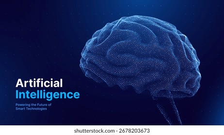 Artificial Intelligence Brain Consciousness Made of Particles. Futuristic Tech, Neural Mind, Cognition, Innovation, and Data Network Concept. Vector Illustration, AI Brain, Sci-Fi, Digital Future.
